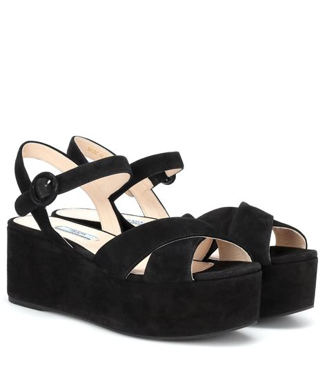 prada suede black sandals|Prada heels platform.